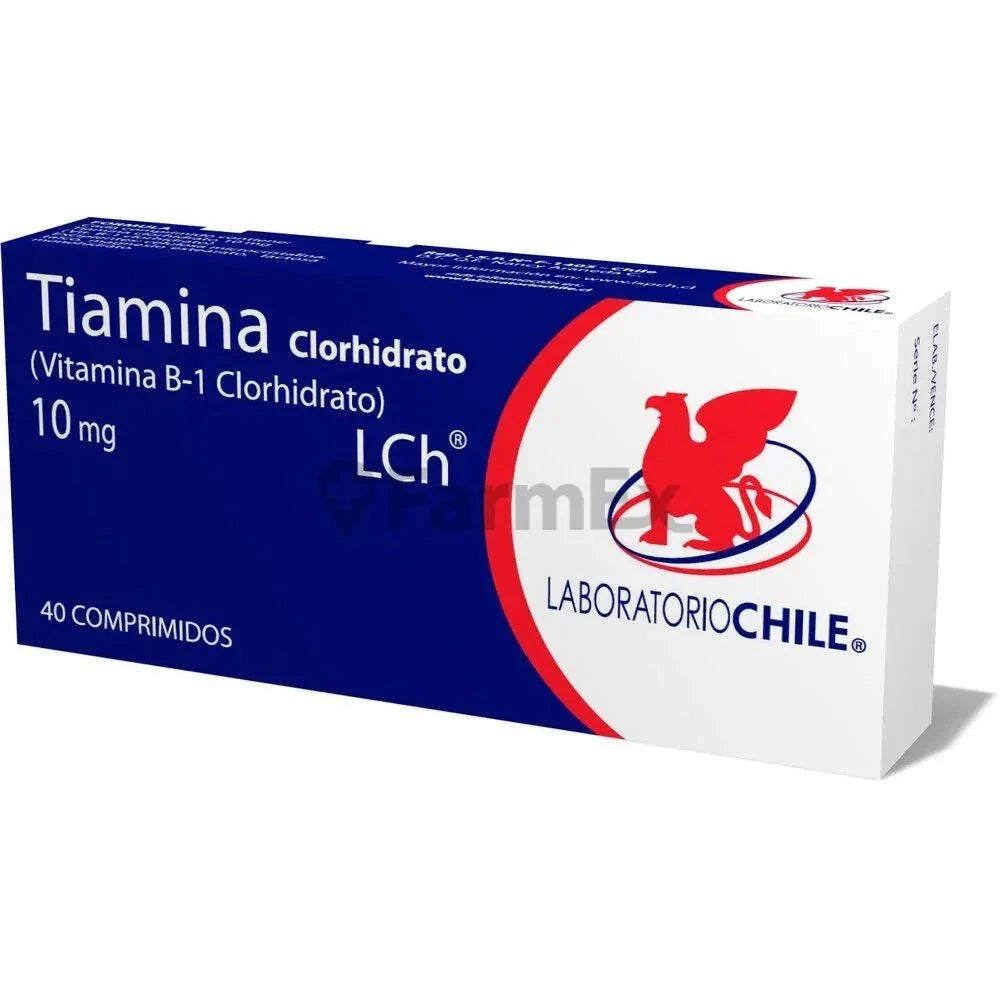Tiamina Clorhidrato 10 mg x 40 comprimidos Farmex-Fonasa-Persistente